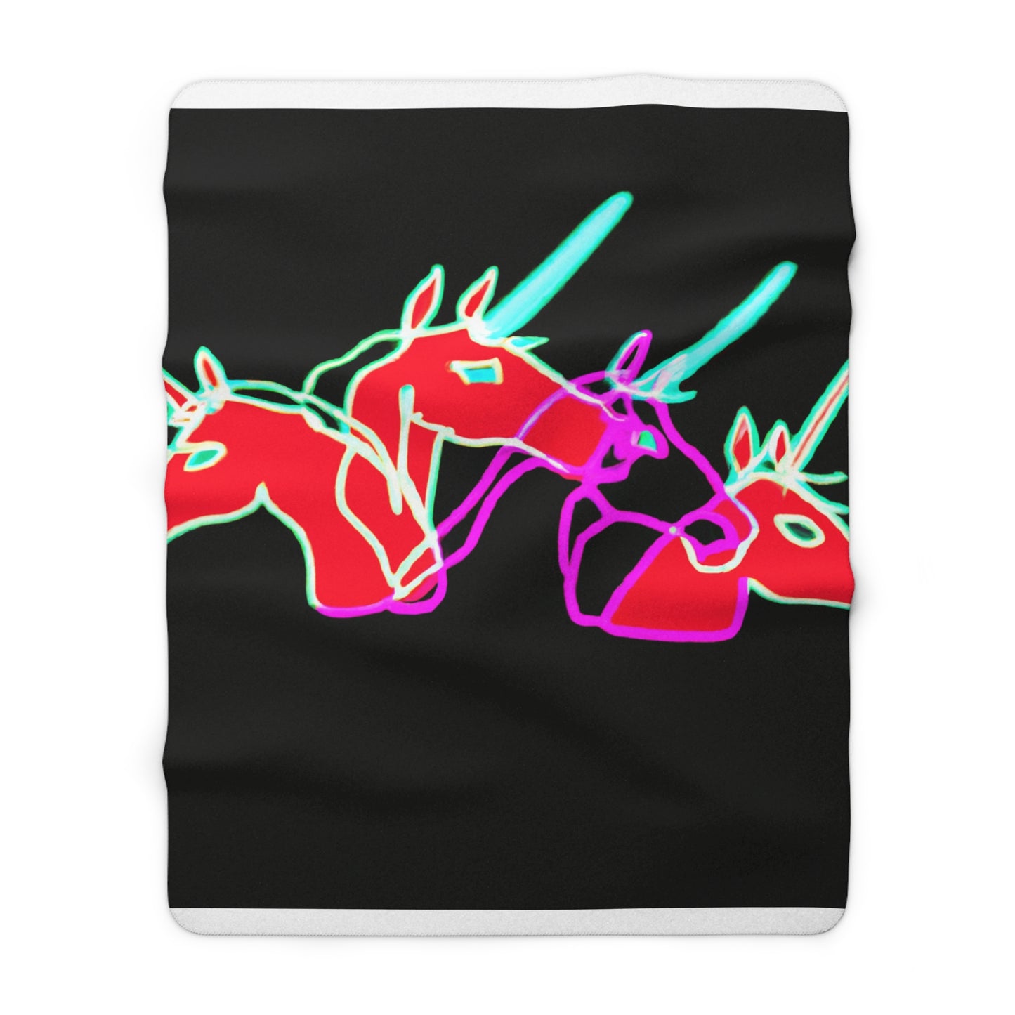 "Neon Dreamscape" - NEON Unicorns Art Sherpa Blanket
