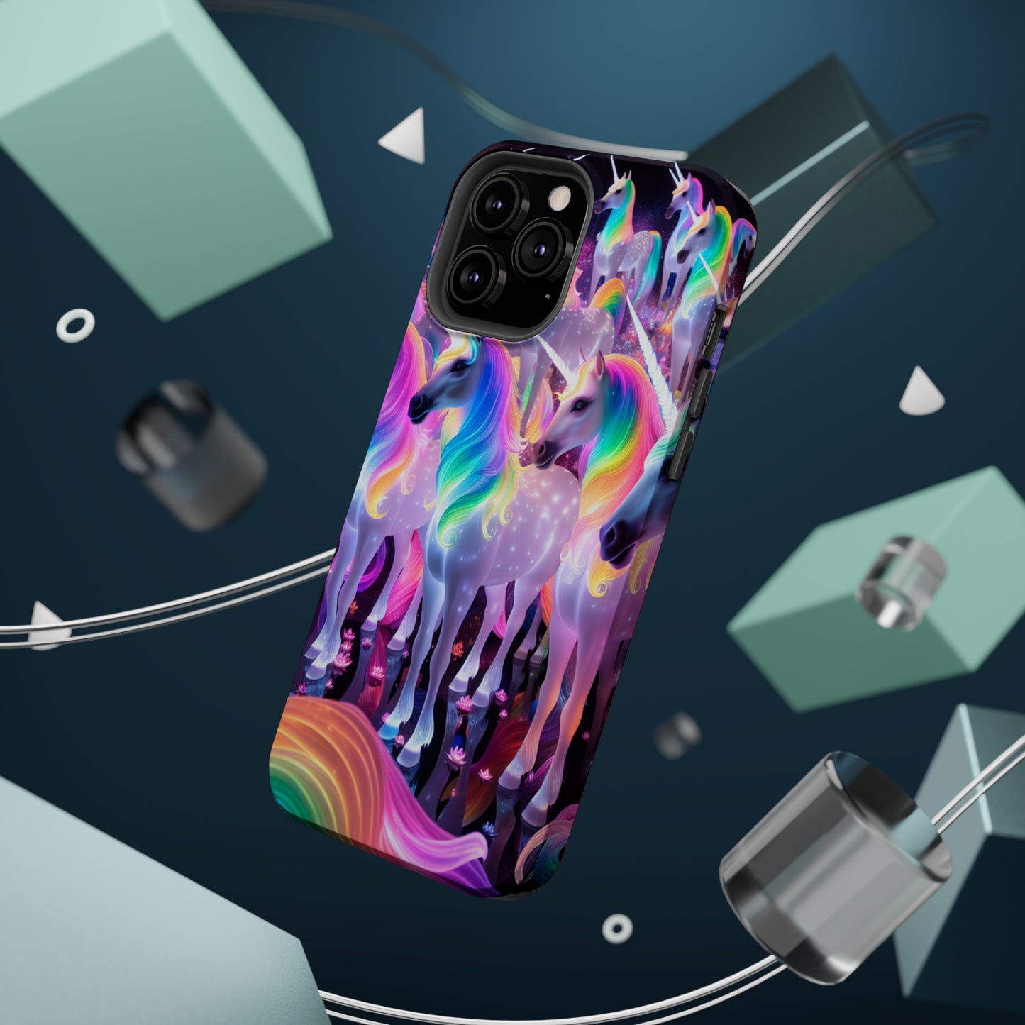 Neon Wonderland Unicorns Neon Unicorns Premium Art Magsafe Magnet Tough IPhone 13 14 15 Pro Plus Max and Mini in Matte and Glossy Phone cases