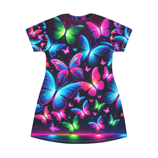 "Aurora of Neon Butterflies" Neon Butterflies Womans T Shirt Dress