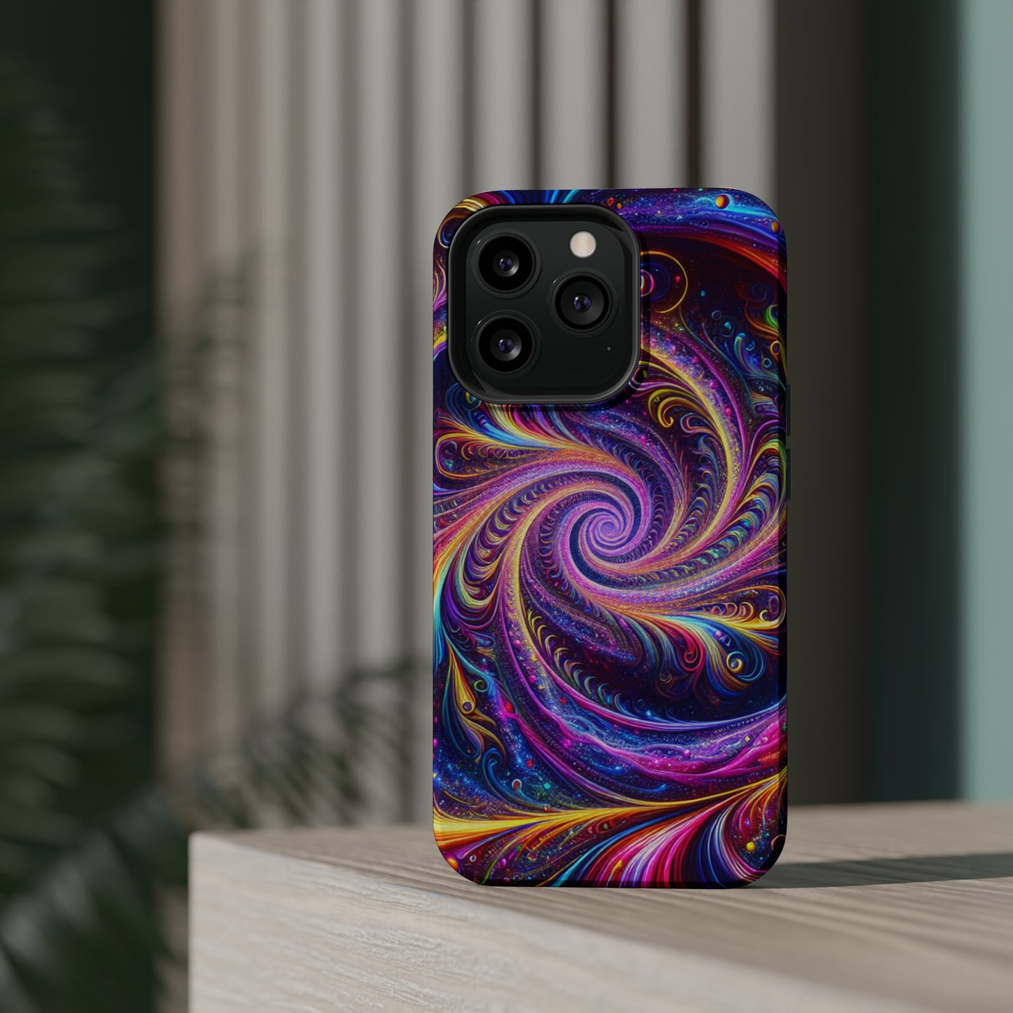 Vivid Psychedelic Cosmic Euphoria. Neon Trippy Infinity Patterns Premium Art Magsafe Magnet Tough IPhone 13 14 15 Pro Plus Max and Mini in Matte and Glossy Phone cases