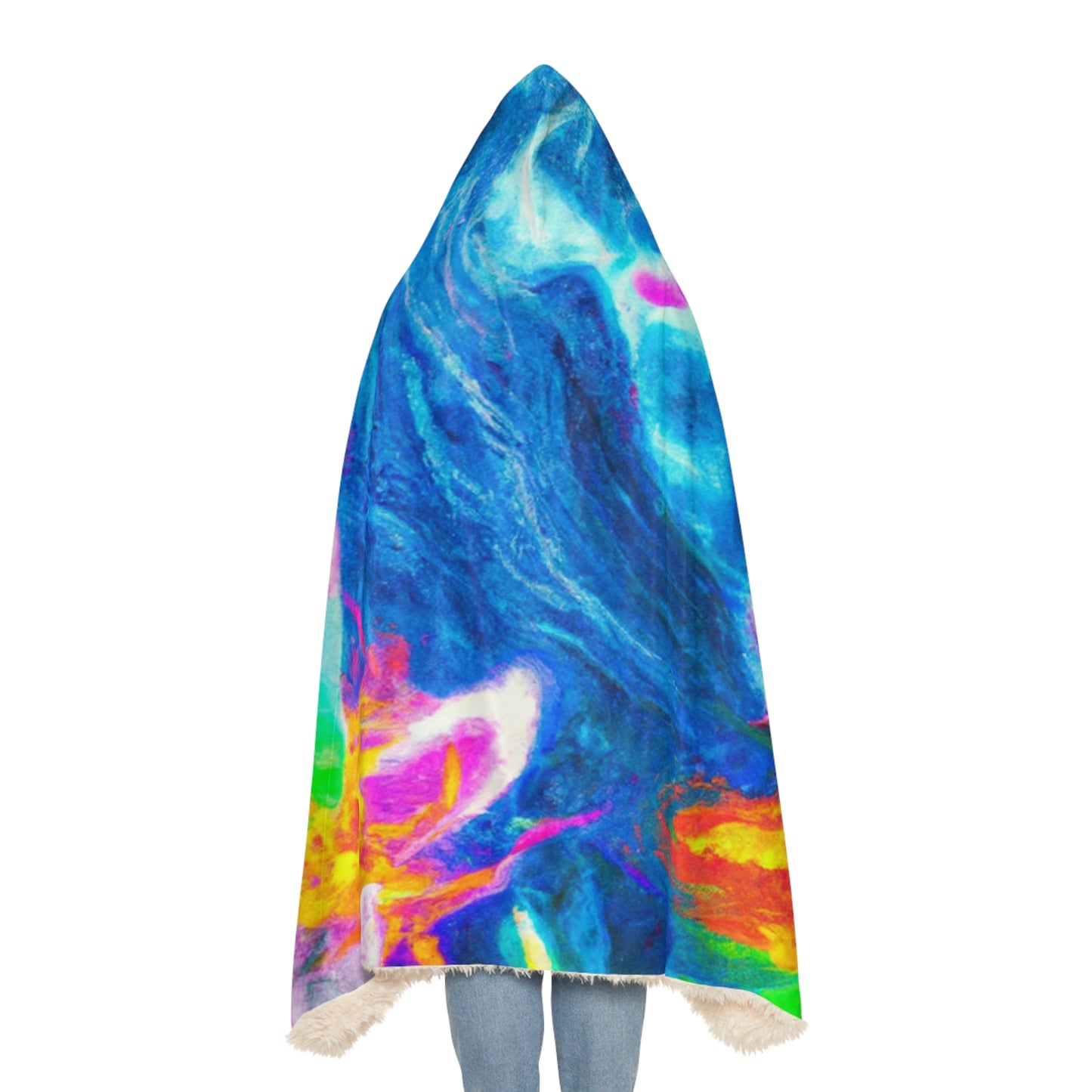 "Neon Unicorn Fantasy" - NEON Unicorns Art Hooded Snuggle Blanket