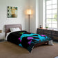 "Fantasia of Flourescence" Butterflies & Mushrooms Comforter Blanket