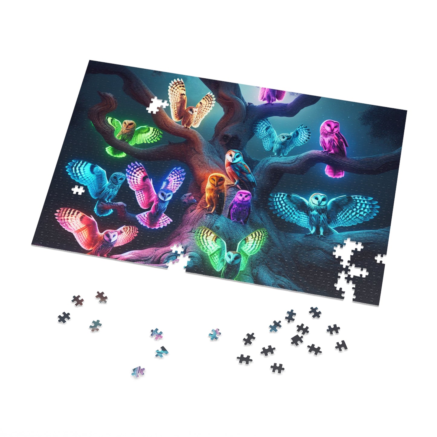 Neon Owlery - Neon Owls Puzzle 30, 110, 252, and 1000 Pieces