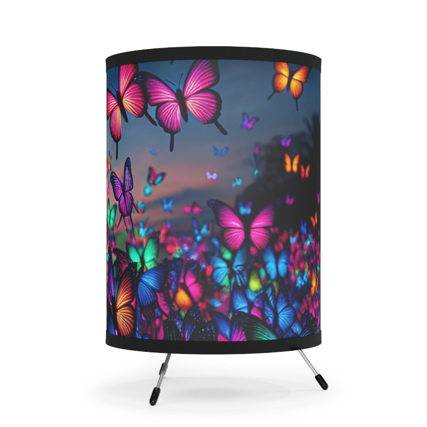 "Neon Buzz" - NEON Butterflies Art Tripod Lamp
