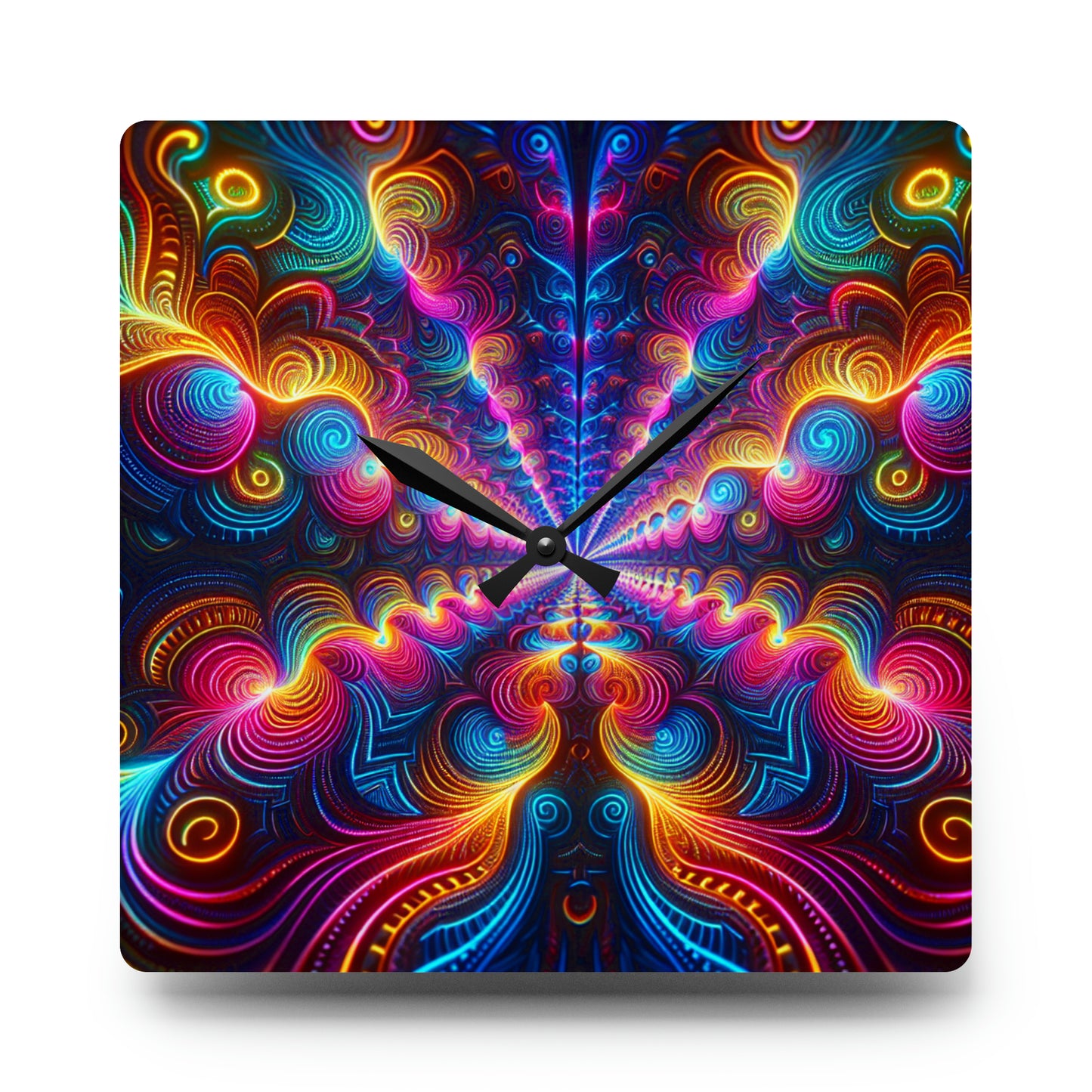 "Infinite Neon Trippiness" Infinity Patterns Art Acrylic Clock