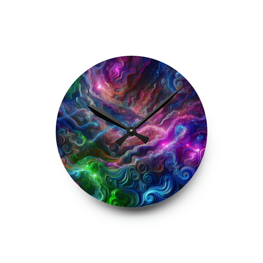 Neon Infinity Vortex. Infinity Patterns Art Acrylic Clock
