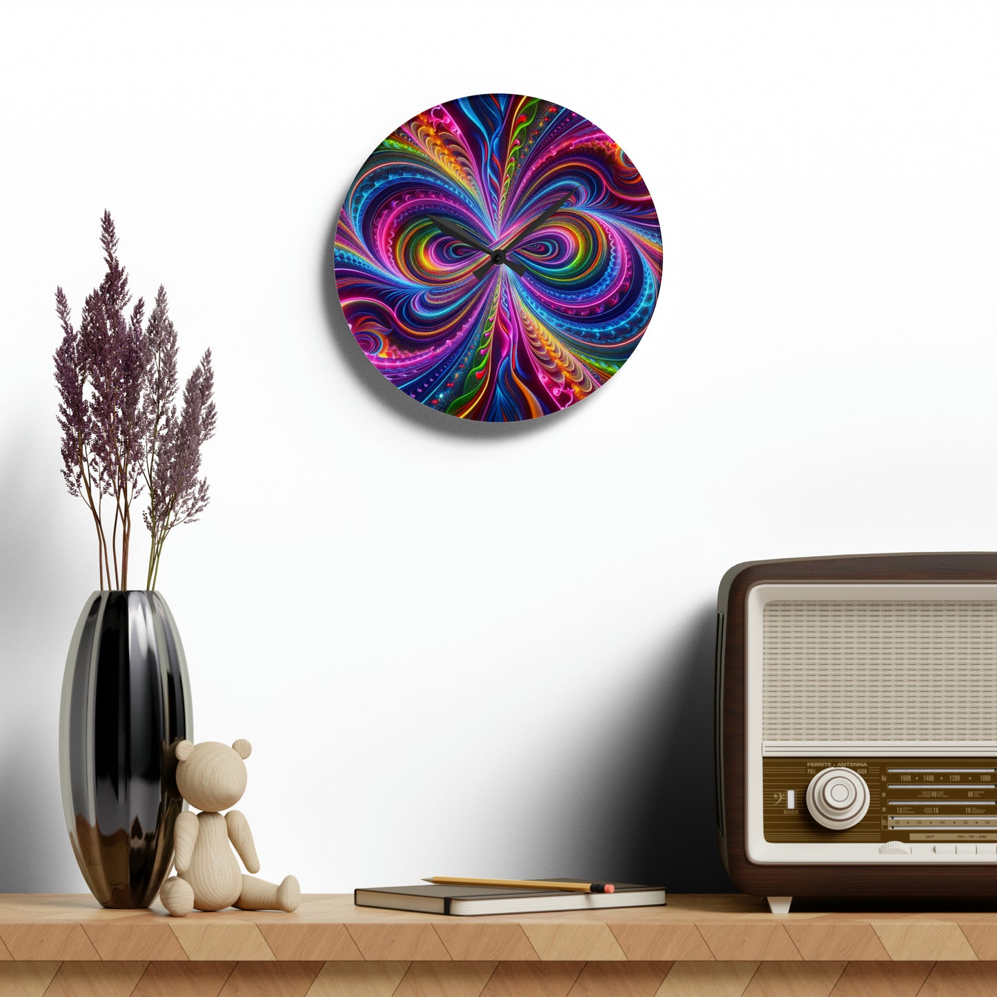 "Infinite Neon Bliss" Infinity Patterns Art Acrylic Clock