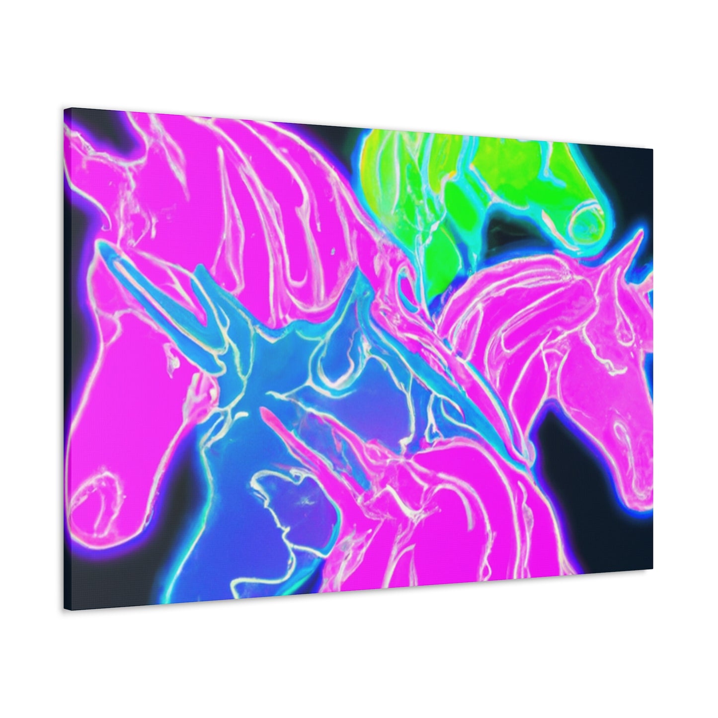 Neon Flurry Unicorns. NEON Unicorns Art Canvas