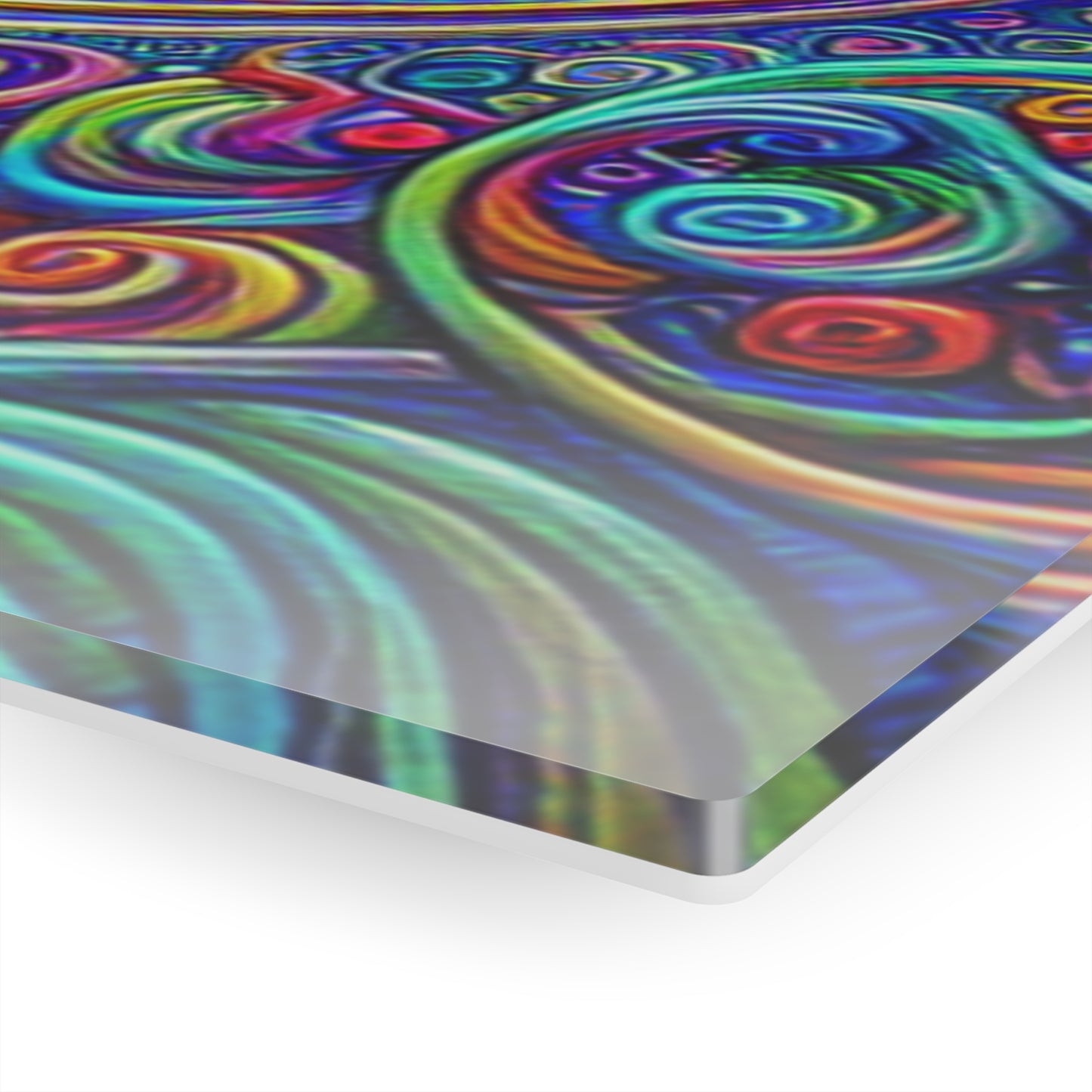 Cosmic Spirograph Symphony. Trippy infinity Pattern 1/4" Glossy Acrylic Art