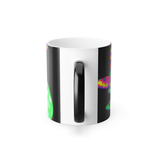 "Neon Splendor". Mushrooms & Butterflies 11oz Color Morphing Mug