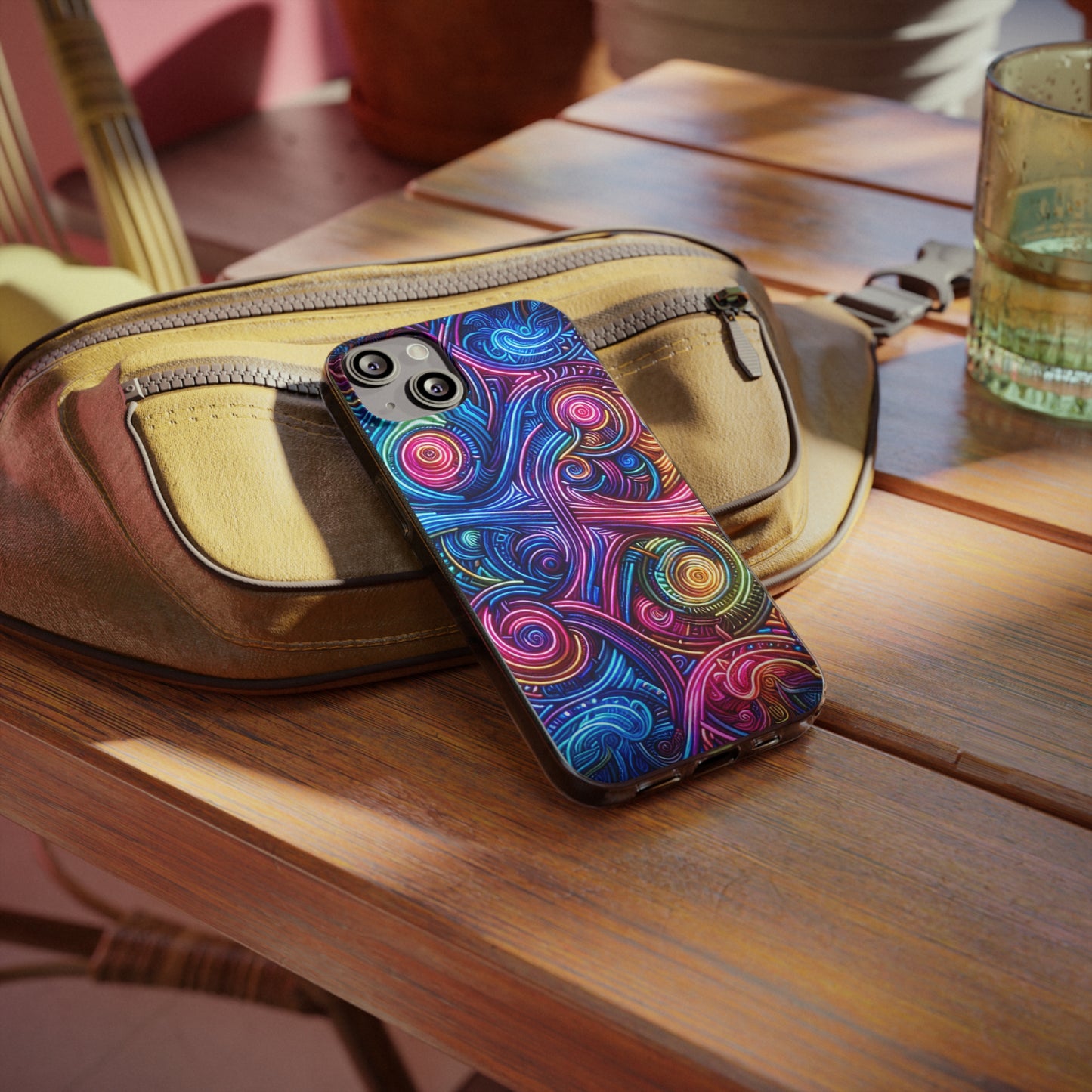 Vibrant Trippy Neon Infinity Ripples. Infinity Patterns Art Polycarbonate Phone Case Samsung Galaxy s21 s22 Google Pixel 6 Iphone 11 12 13 14 Pro Max Mini Plus
