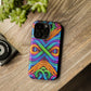 Cosmic Neon Infinity Spectacular. Neon Trippy Infinity Patterns Premium Art Magsafe Magnet Tough IPhone 13 14 15 Pro Plus Max and Mini in Matte and Glossy Phone cases