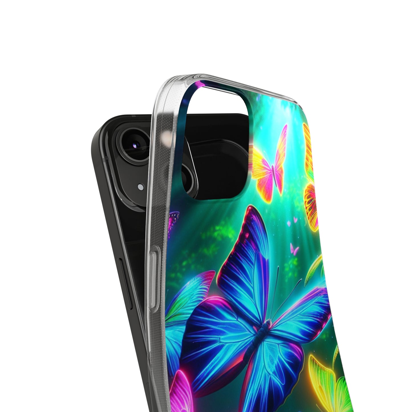 "Vivid Neon Flyaways" NEON Butterflies Art Polycarbonate Phone Case Samsung Galaxy s21 s22 Google Pixel 6 Iphone 11 12 13 14 Pro Max Mini Plus