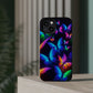 "Vibrant Neon Flutter" Neon Butterflies Premium Art Magsafe Magnet Tough IPhone 13 14 15 Pro Plus Max and Mini in Matte and Glossy Phone cases