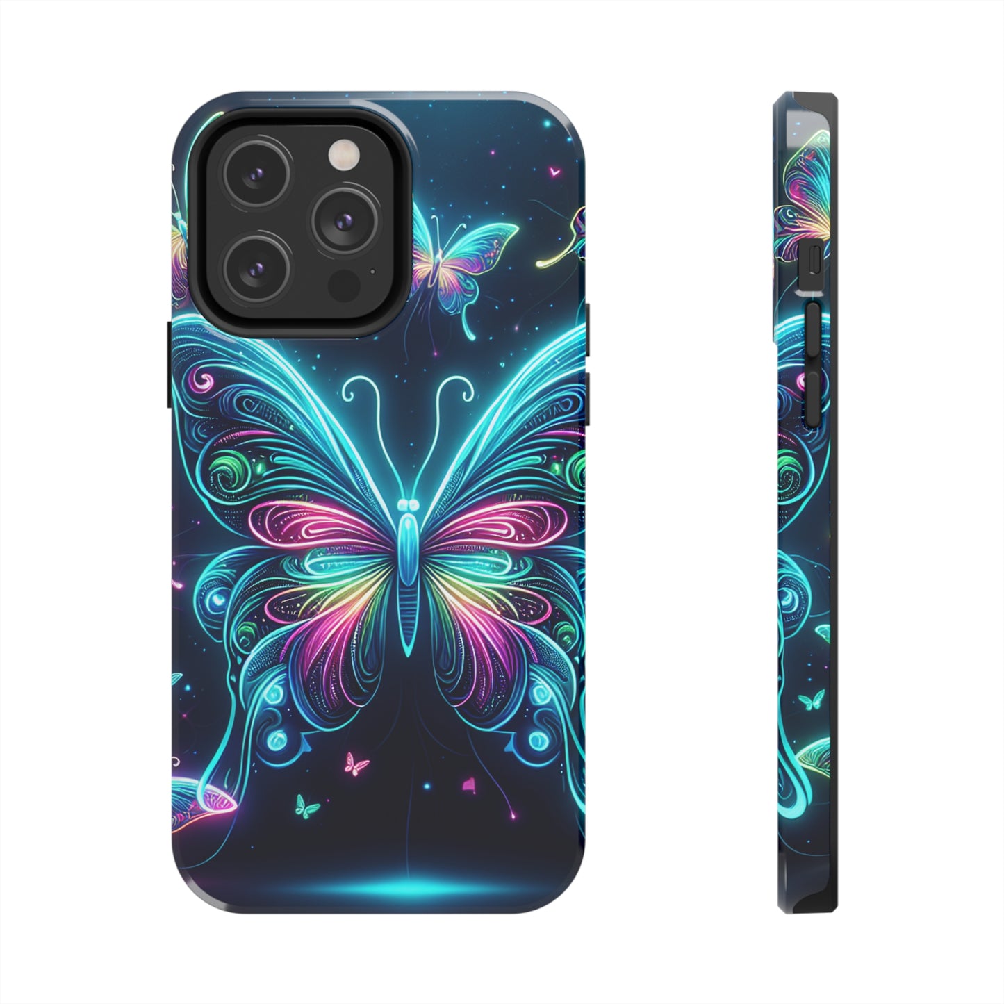 "Neon Butterfly Glo-Rama" NEON Butterflies Tough Phone Case Iphone 6 7 8 9 10 11 12 13 14 SE X XR XS Pro Max Mini Plus