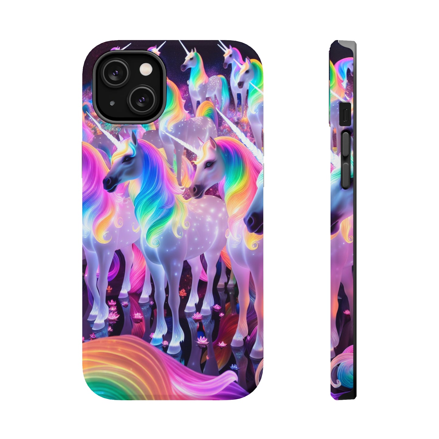 Neon Wonderland Unicorns Neon Unicorns Premium Art Magsafe Magnet Tough IPhone 13 14 15 Pro Plus Max and Mini in Matte and Glossy Phone cases