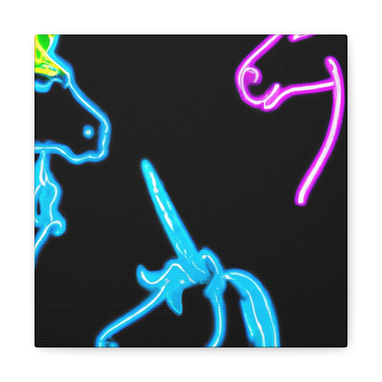 Vibrant Neon Fantasy NEON Unicorns Art Canvas