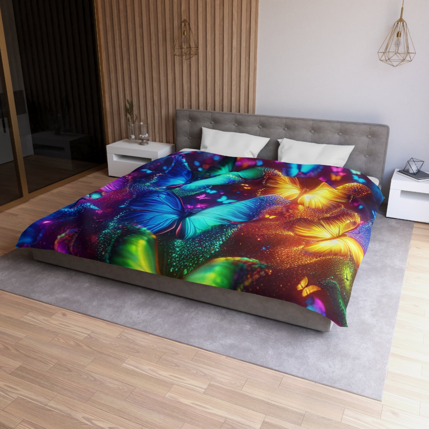 Giovanni da San Gimignano - NEON Butterflies Microfiber Duvet Cover