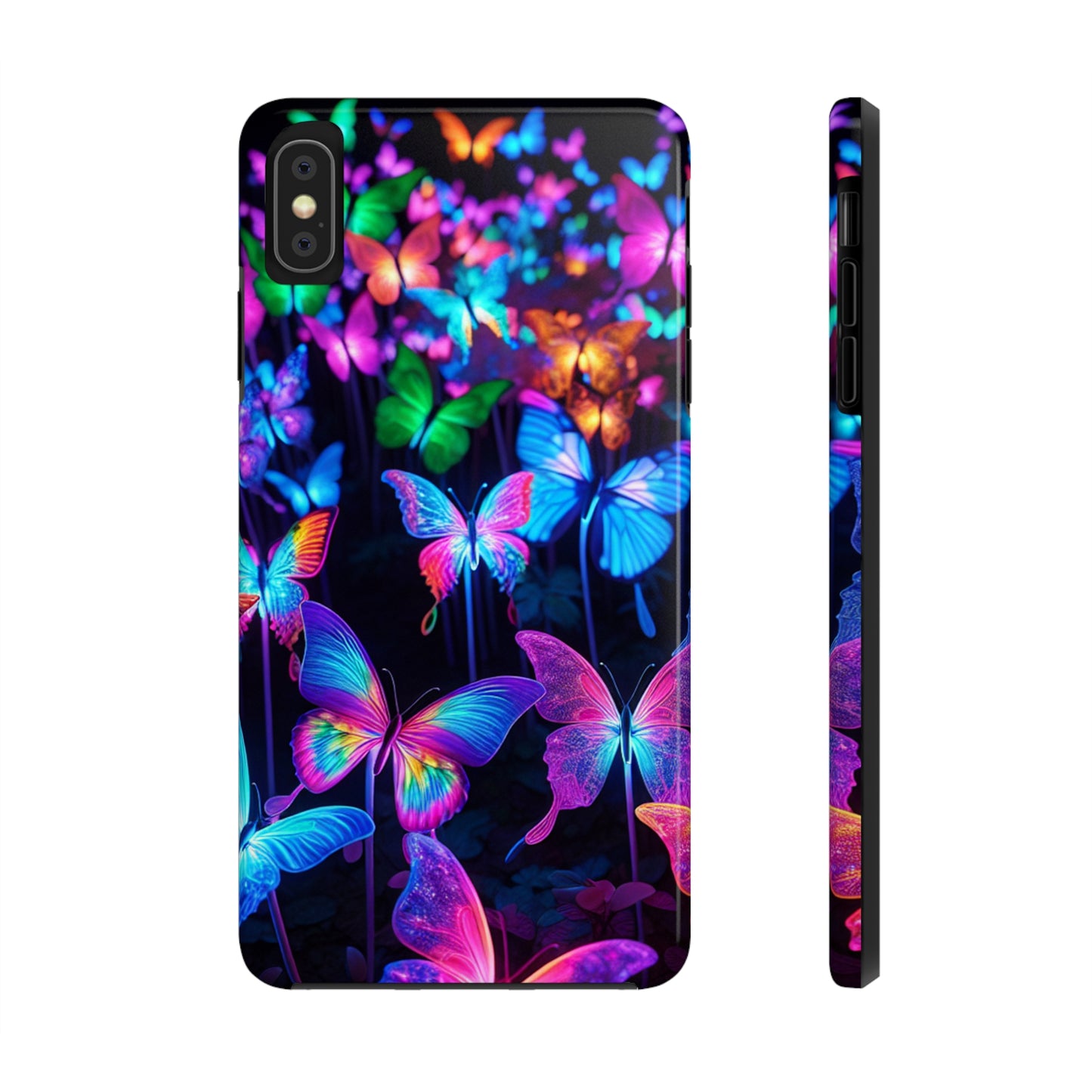 "Neon Flutterby Lights" NEON Butterflies Tough Phone Case
