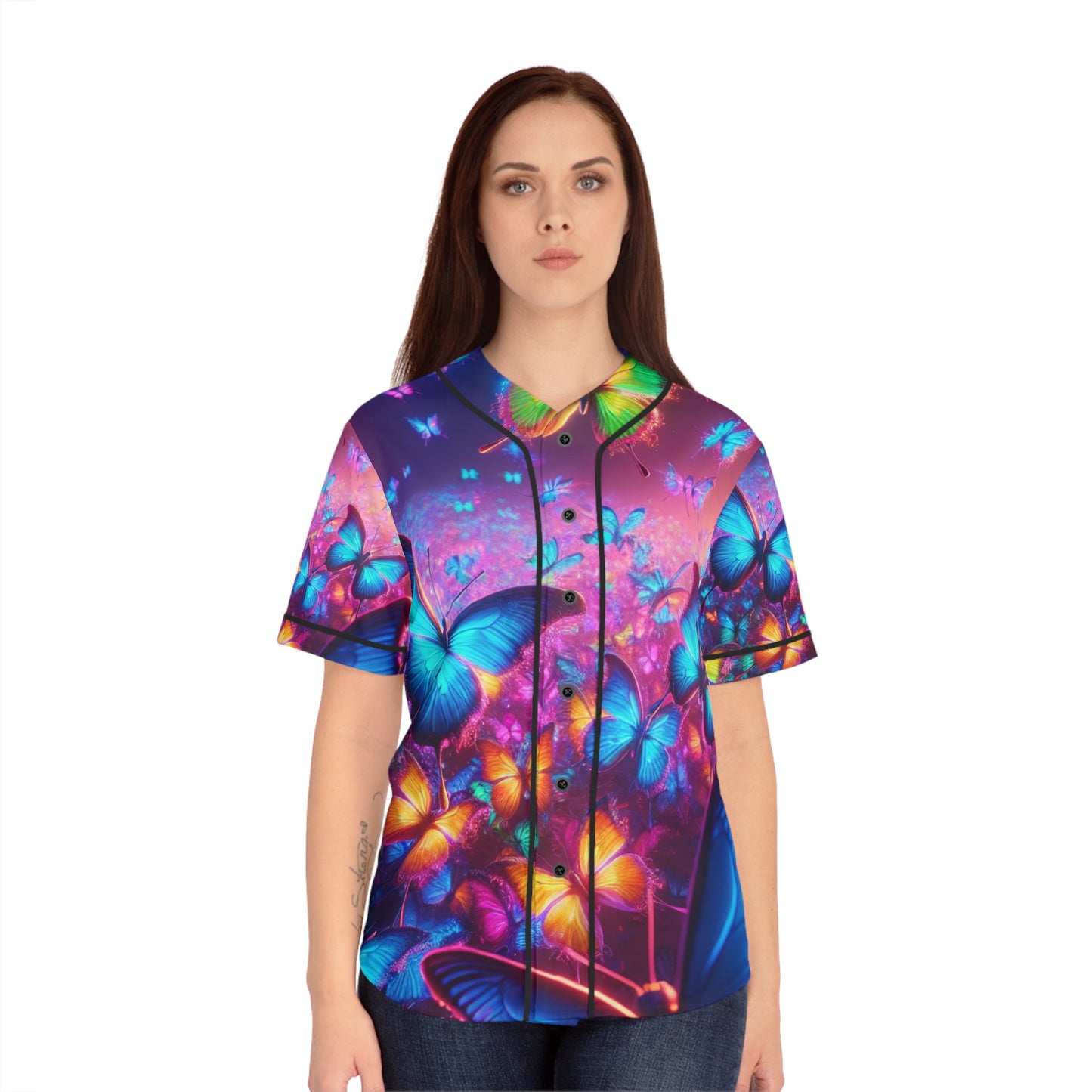 "Neon Flutterglo" Neon Butterflies Womans Jersey