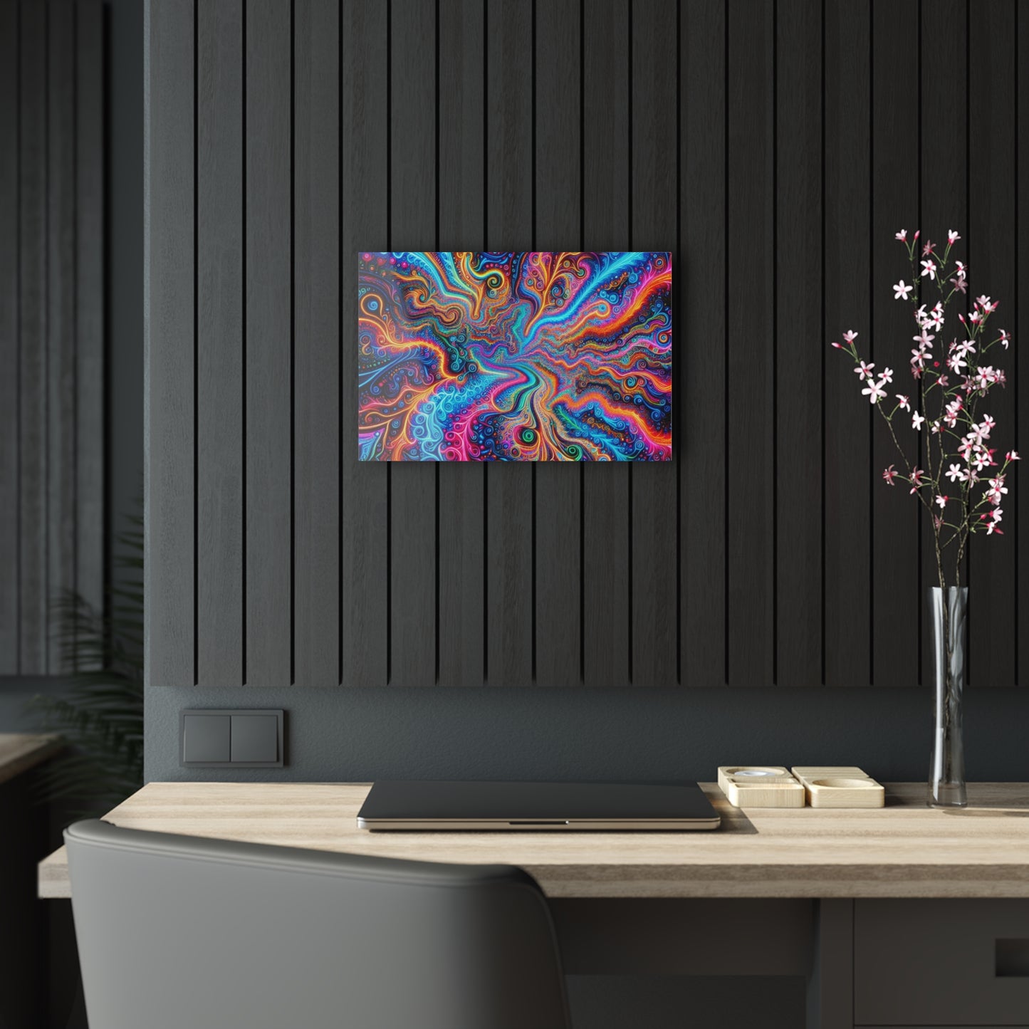 Vivacious Vortex of Neon Infinity. Trippy infity Pattern 1/4" Glossy Acrylic Art