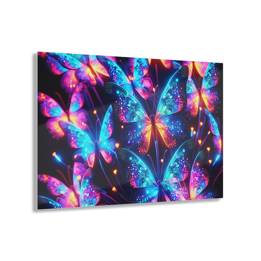 "Neon Butterflies in Flight" NEON Butterflies Art 1/4" Glossy Acrylic Art