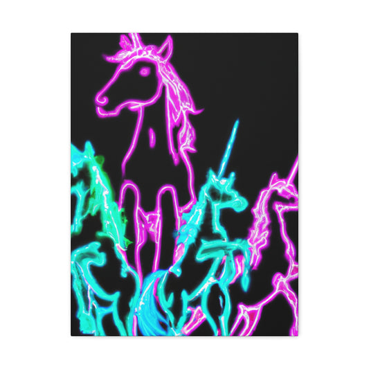 "Neon Paradise: A Unicorn Escapade" NEON Unicorns Art Canvas