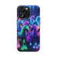 "Neon Fantasyland" Neon Unicorns Premium Art Magsafe Magnet Tough IPhone 13 14 15 Pro Plus Max and Mini in Matte and Glossy Phone cases