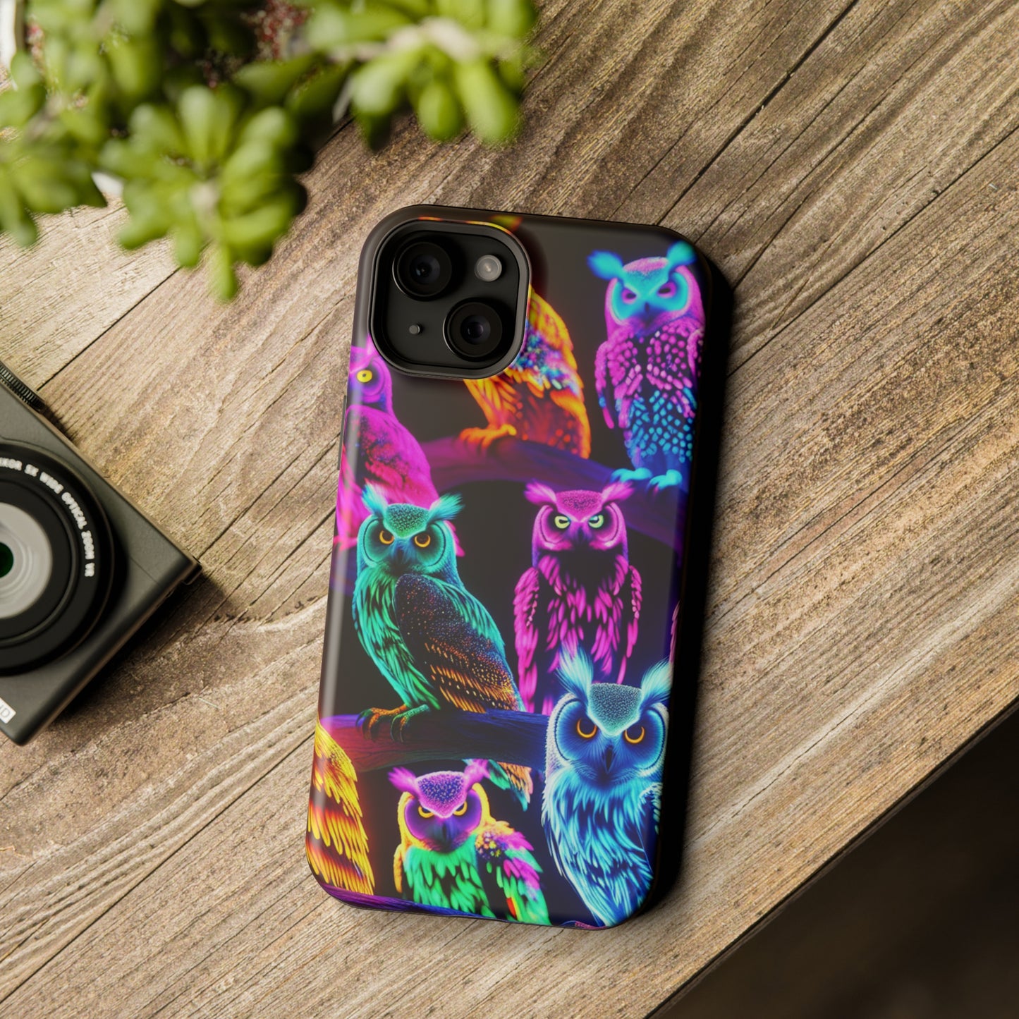 Neon Night Owls. Neon Owls Premium Art Magsafe Magnet Tough IPhone 13 14 15 Pro Plus Max and Mini in Matte and Glossy Phone cases