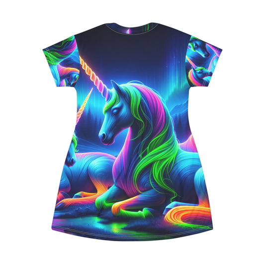 Neon Unicorn Dreamscape Neon Unicorns Womans T Shirt Dress