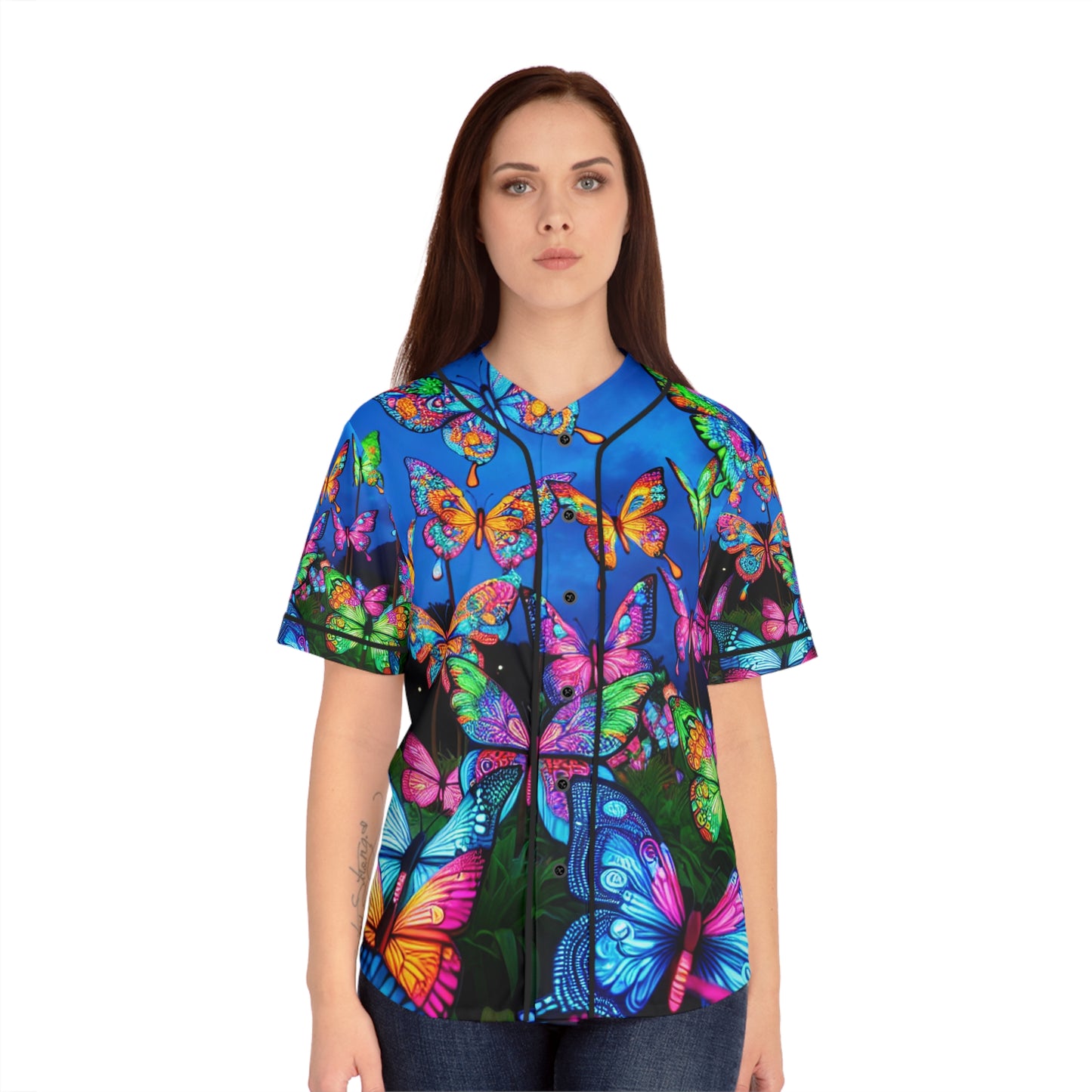 "Electric Flutter" Neon Butterflies Womans Jersey
