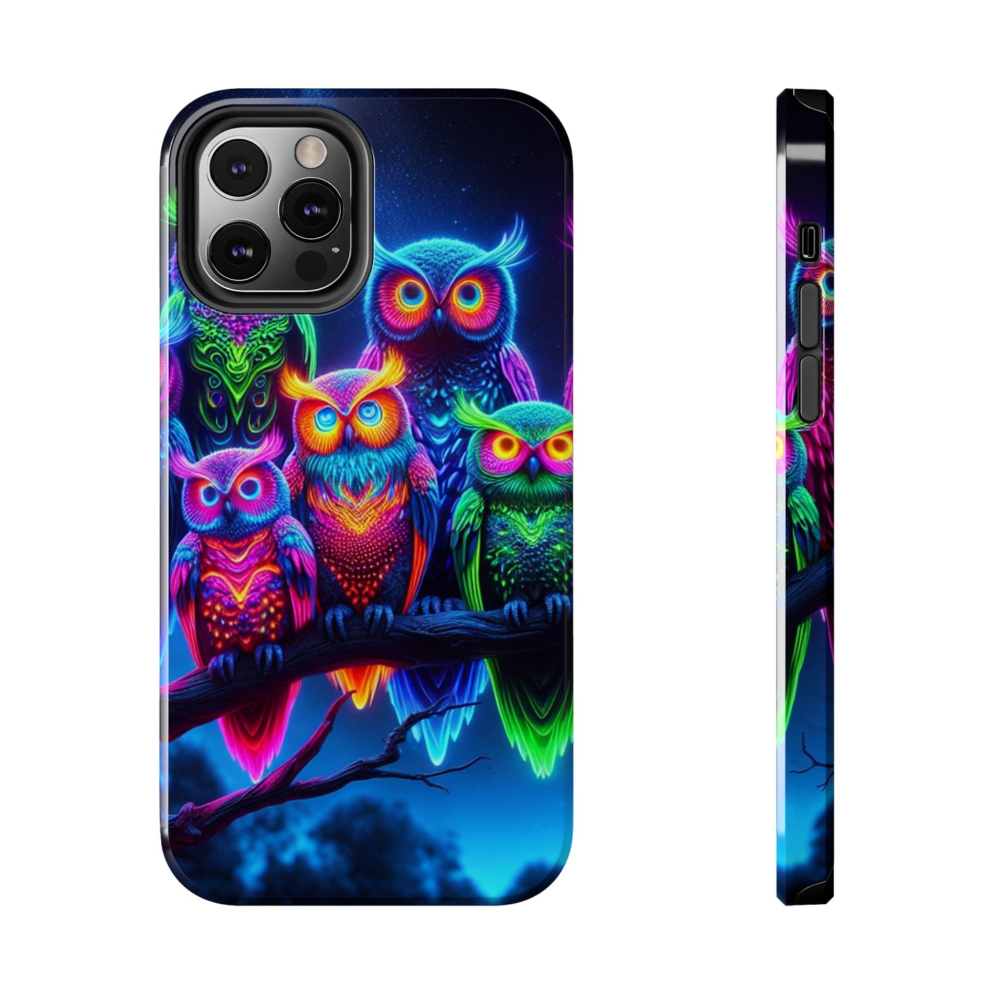 'Neon Rainbow Owls' NEON Owls Tough Phone Case