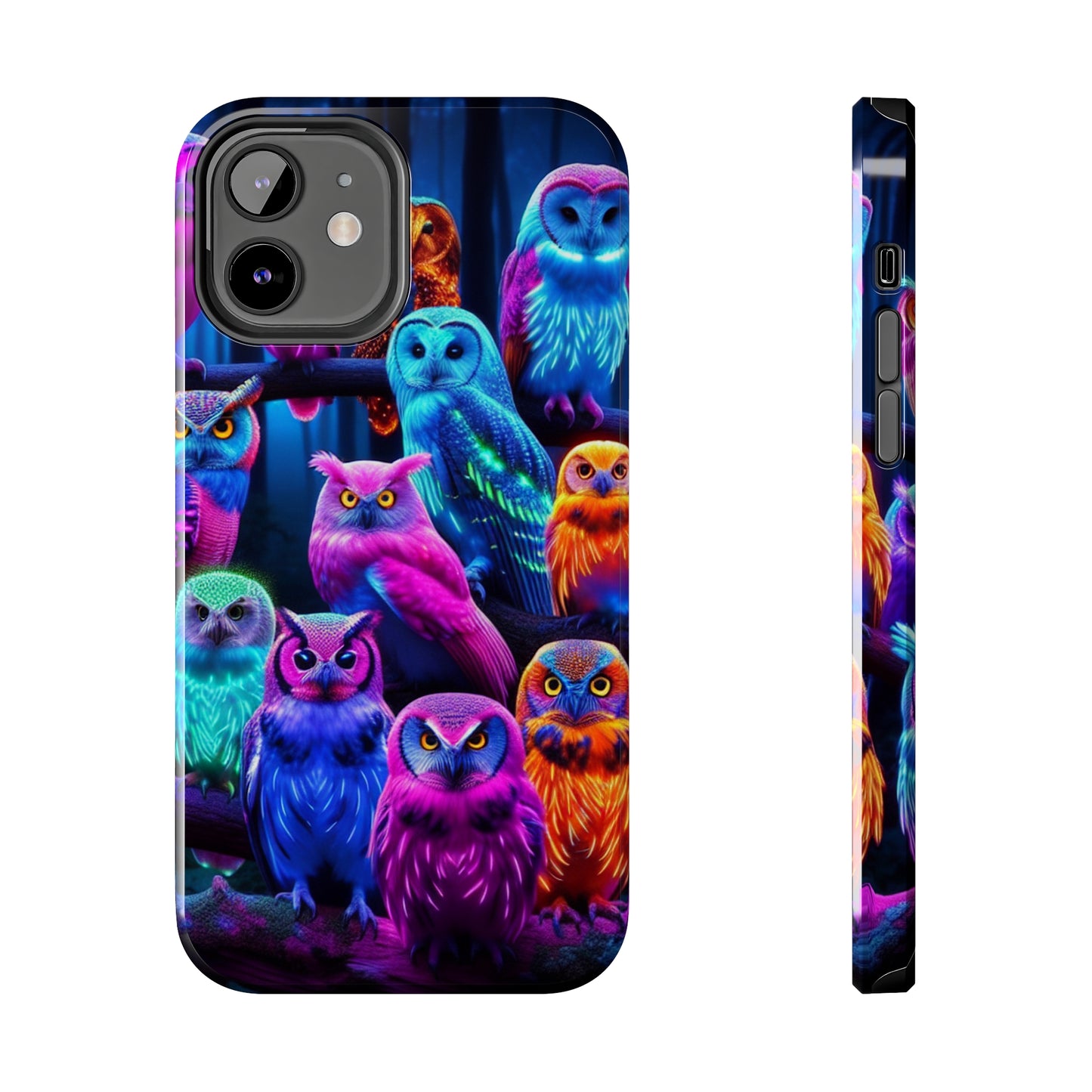 Neon Party of Owls NEON Owls Phone Case Iphone 7 8 9 10 11 12 13 14 Pro Max Mini Plus XR XS SE
