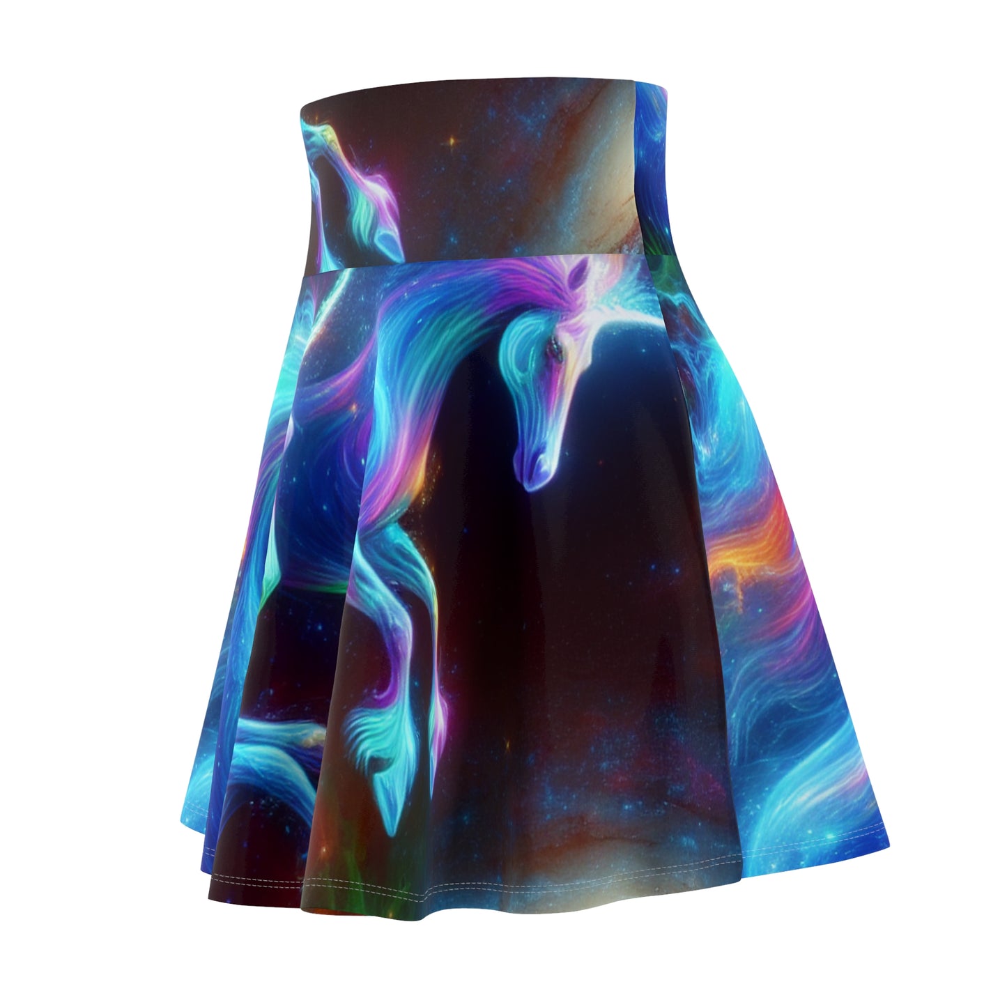 "Enchanted Luminescence" -NEON Unicorns Woman' Skater Skirt