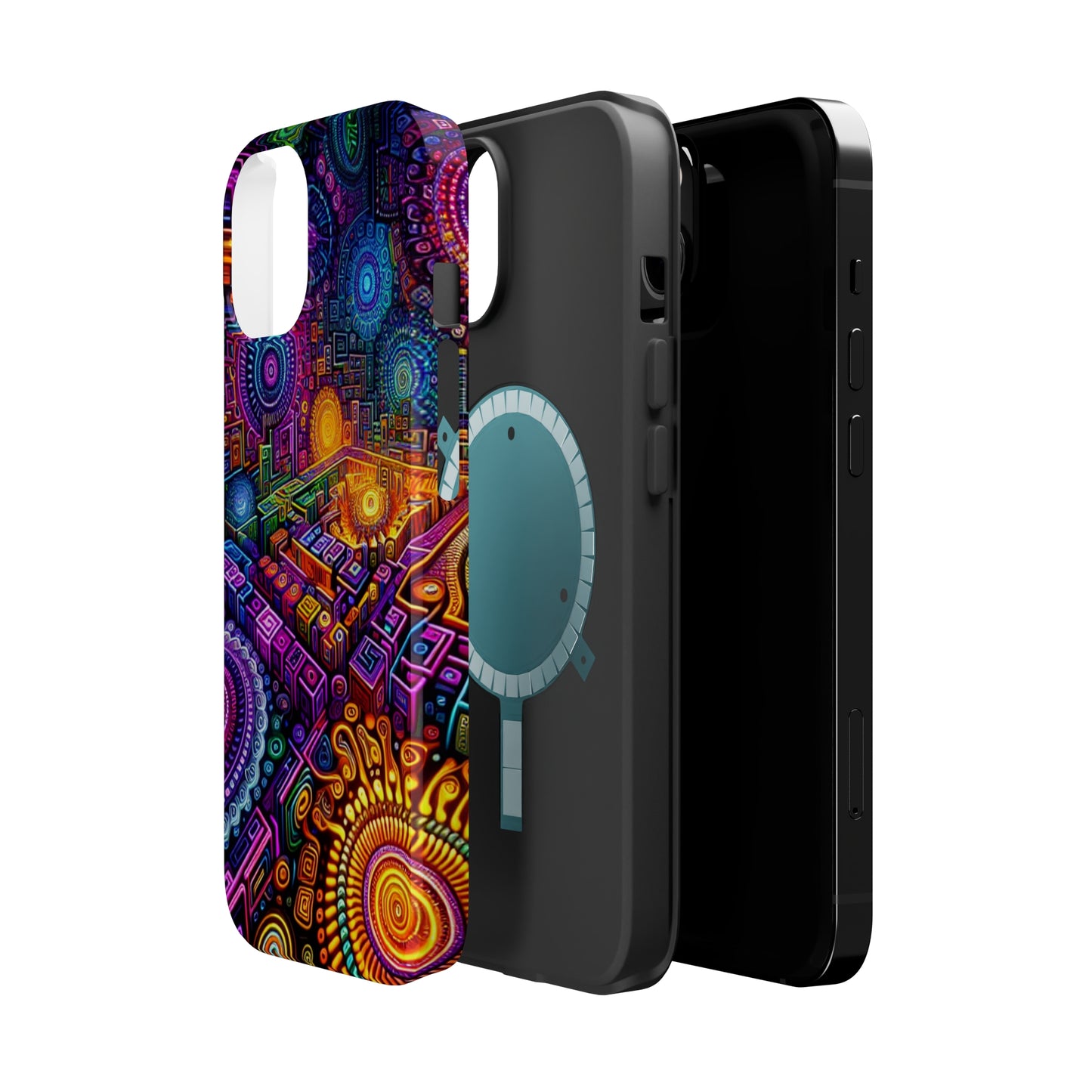 Vivid Voyage of Infinity Neon Splendor. Neon Trippy Infinity Patterns Premium Art Magsafe Magnet Tough IPhone 13 14 15 Pro Plus Max and Mini in Matte and Glossy Phone cases