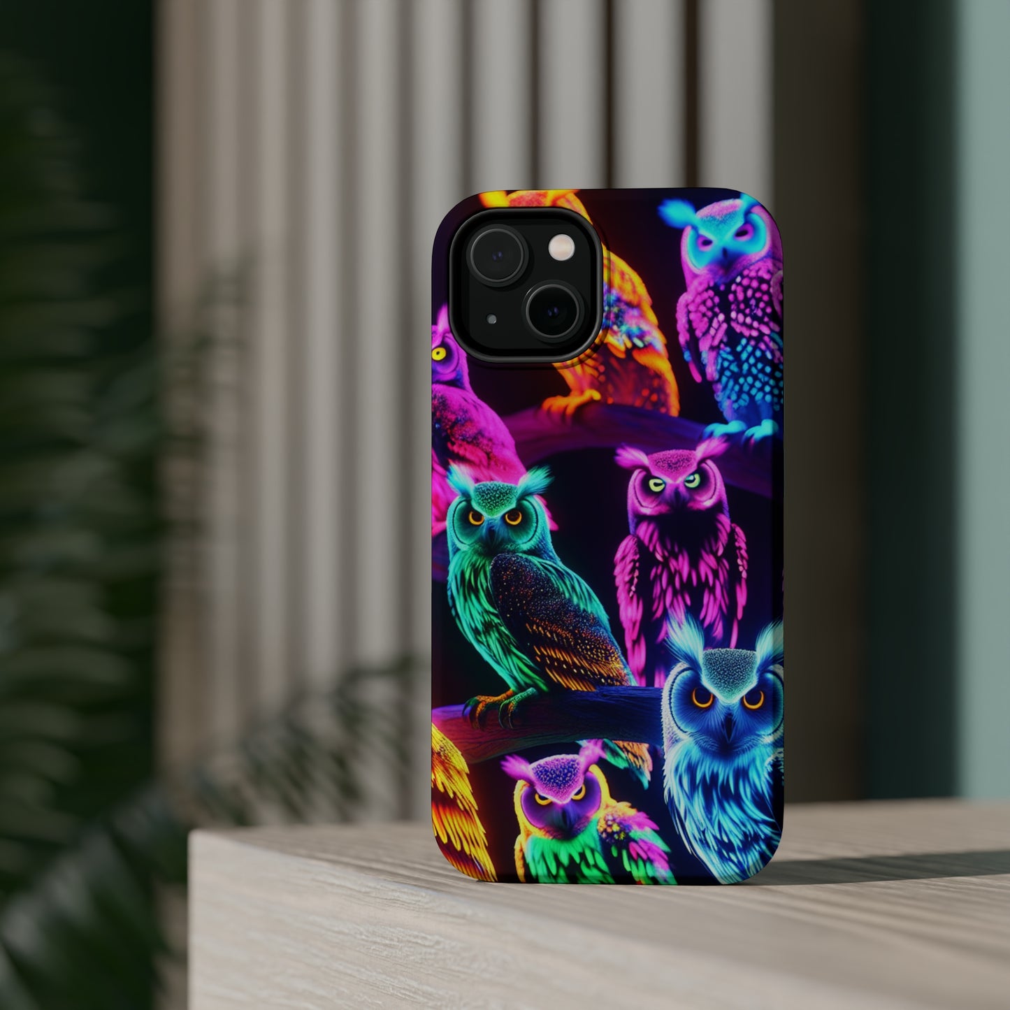Neon Night Owls. Neon Owls Premium Art Magsafe Magnet Tough IPhone 13 14 15 Pro Plus Max and Mini in Matte and Glossy Phone cases