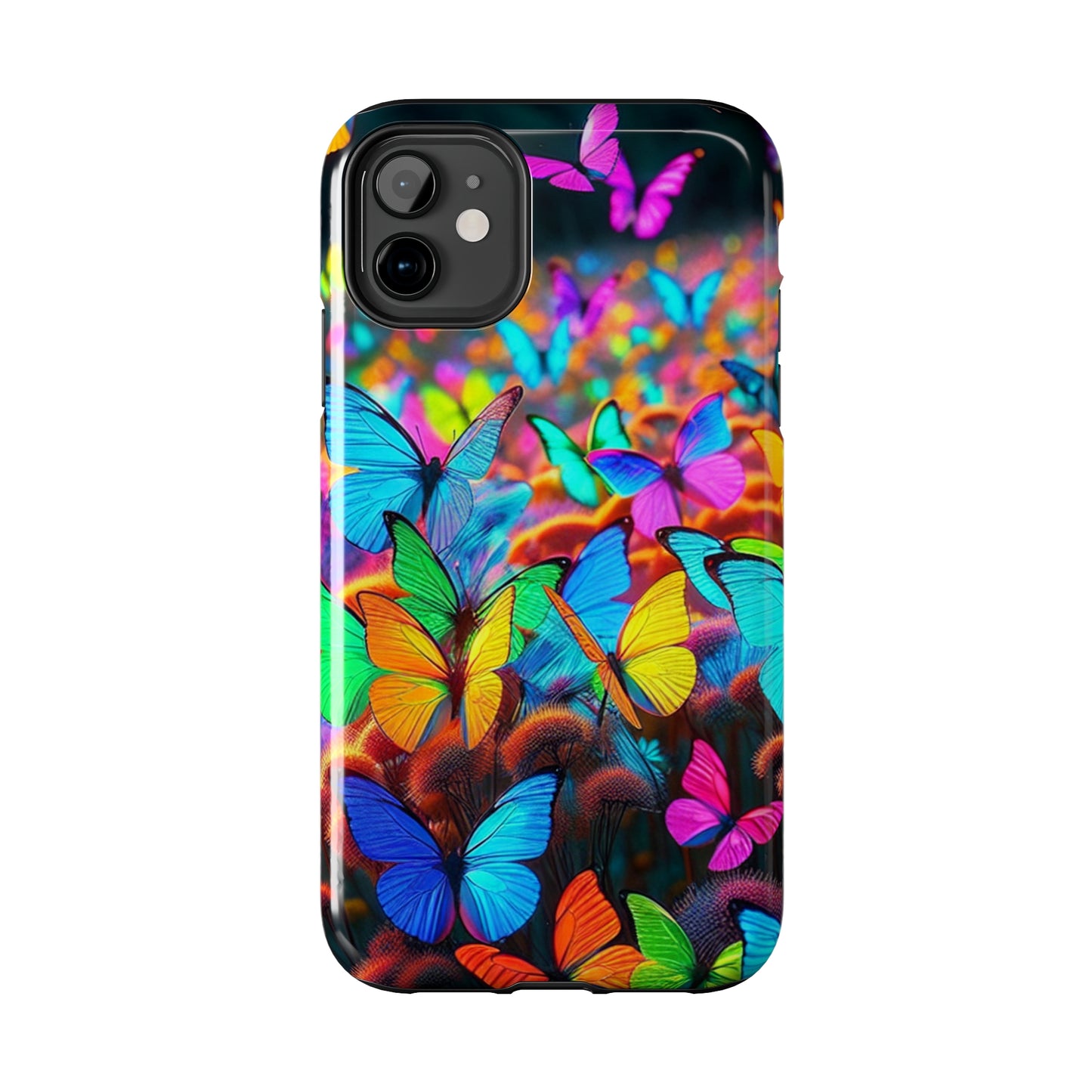 "Neon Butterfly Mural" NEON Butterflies Tough Phone Case Iphone 6 7 8 9 10 11 12 13 14 SE X XR XS Pro Max Mini Plus