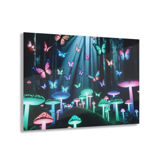 Neon Nature Fantasy Butterflies & Mushrooms 1/4" Glossy Acrylic Art