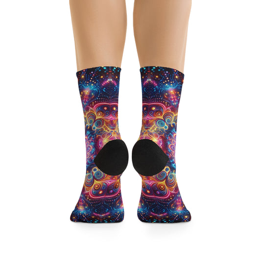 TDB Psychedelic Spiraling Nebulosity. Trippy Recycled Poly Socks