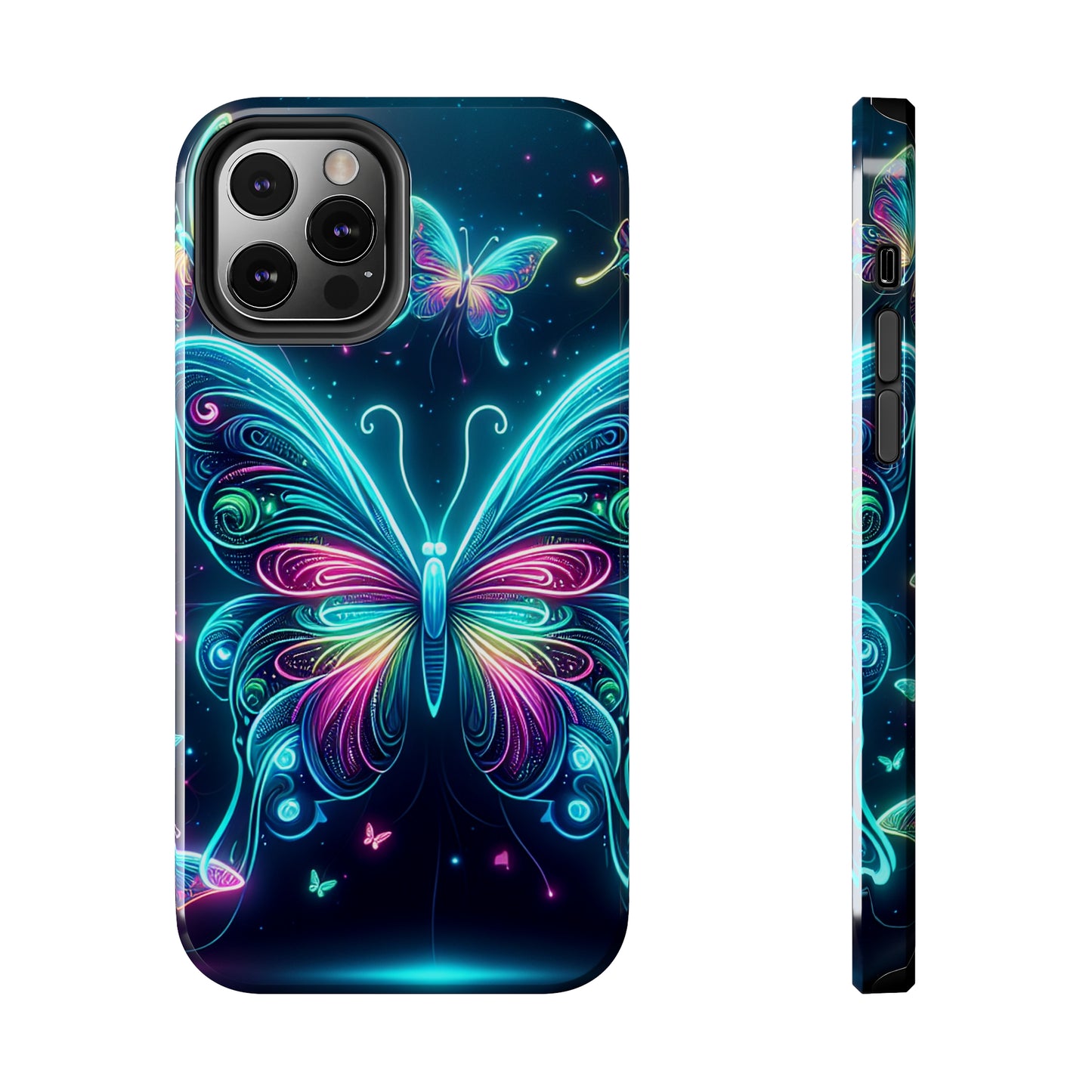"Neon Butterfly Glo-Rama" NEON Butterflies Tough Phone Case Iphone 6 7 8 9 10 11 12 13 14 SE X XR XS Pro Max Mini Plus