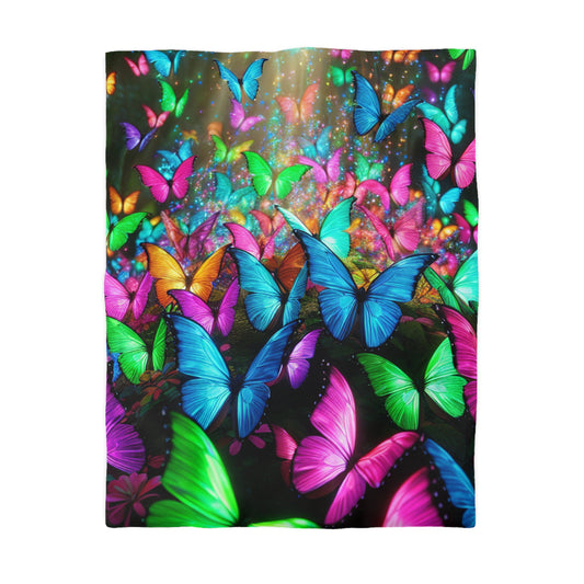 Tiberio Floriani - NEON Butterflies Microfiber Duvet Cover