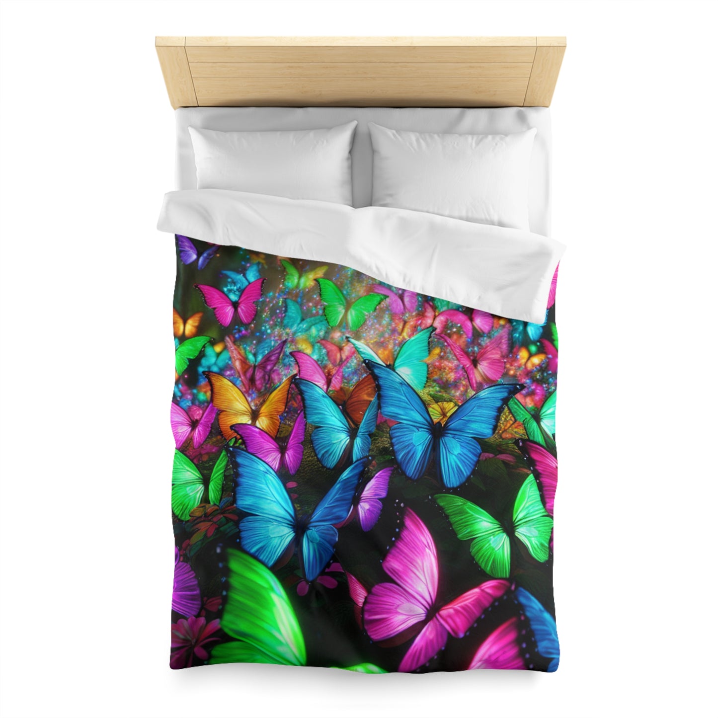 Tiberio Floriani - NEON Butterflies Microfiber Duvet Cover
