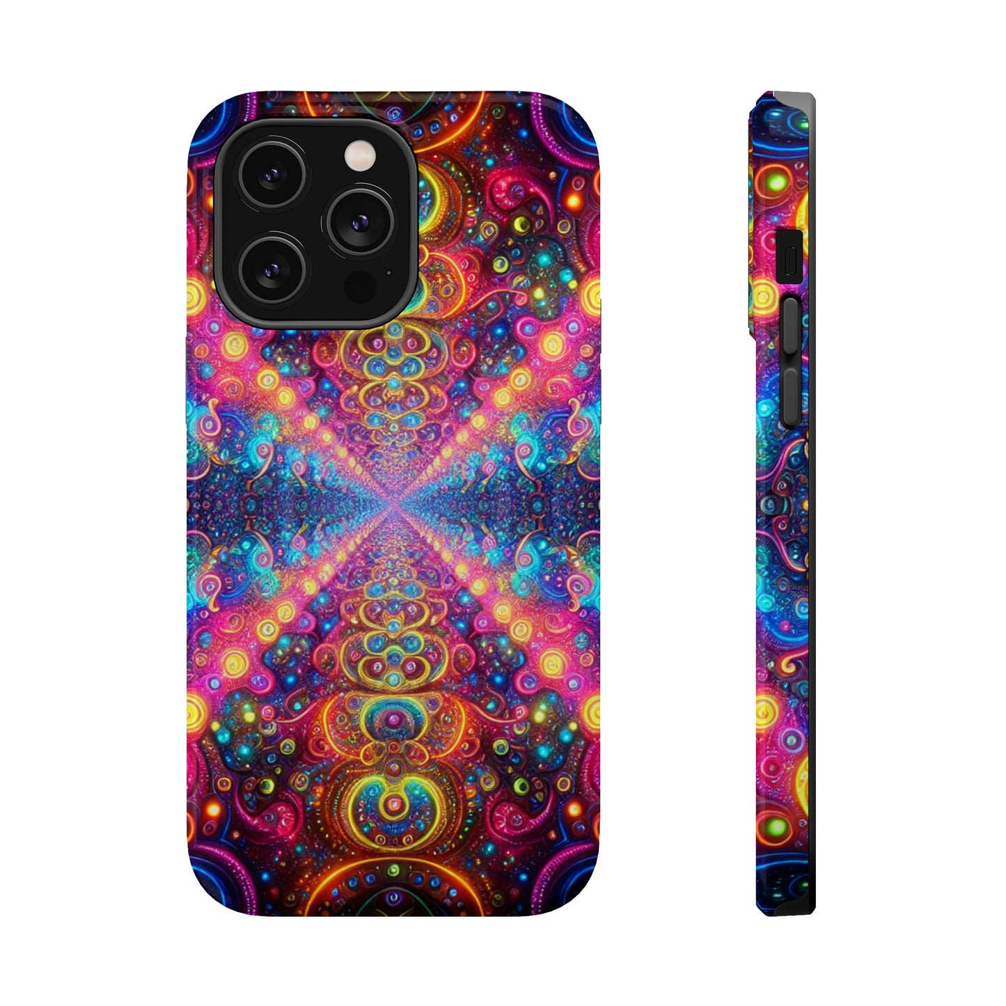 Neon Infinity Oasis Neon Trippy Infinity Patterns Premium Art Magsafe Magnet Tough IPhone 13 14 15 Pro Plus Max and Mini in Matte and Glossy Phone cases