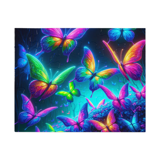 Neon Flutter. - Neon Butterflies Puzzle30, 110, 252, and 1000 Pieces