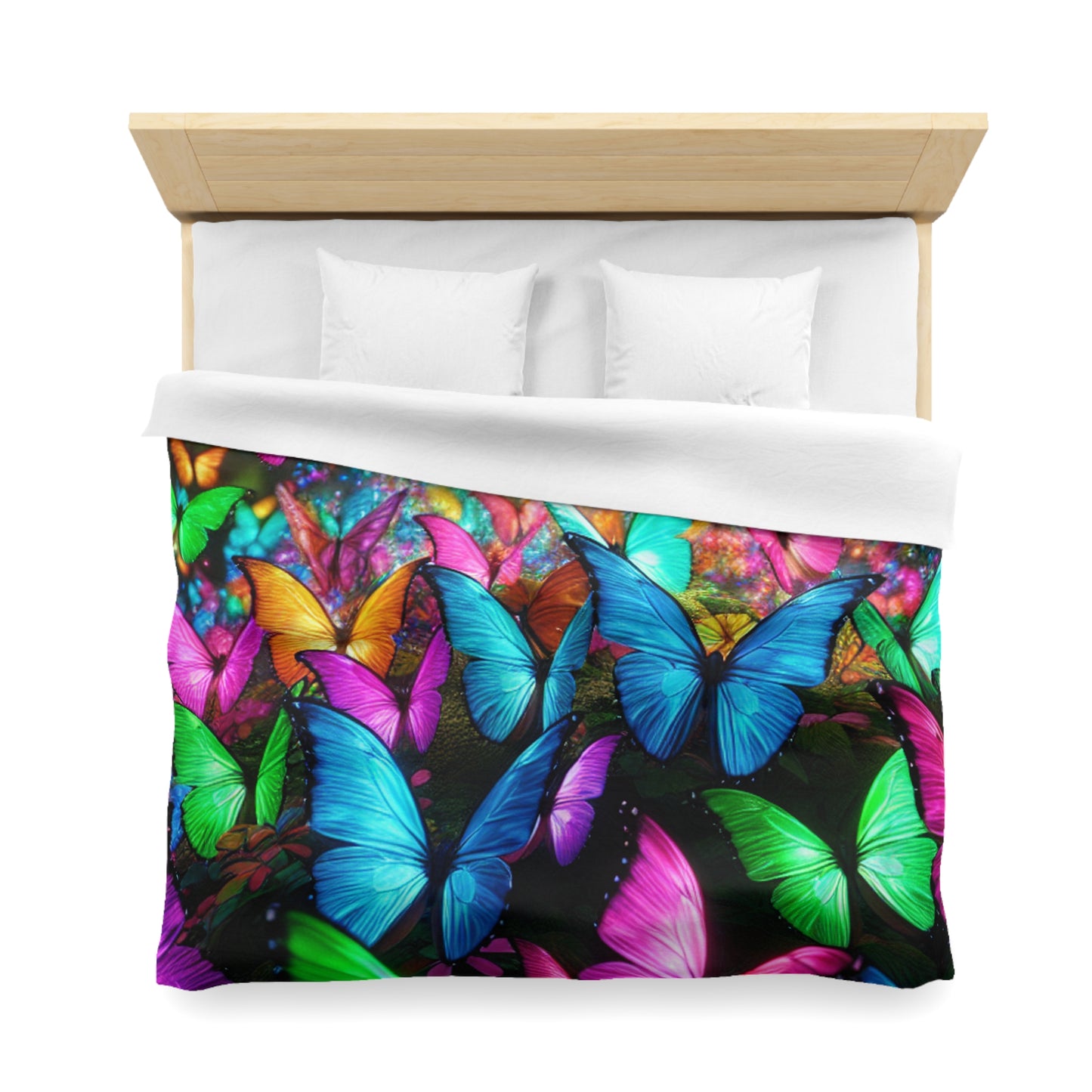 Tiberio Floriani - NEON Butterflies Microfiber Duvet Cover