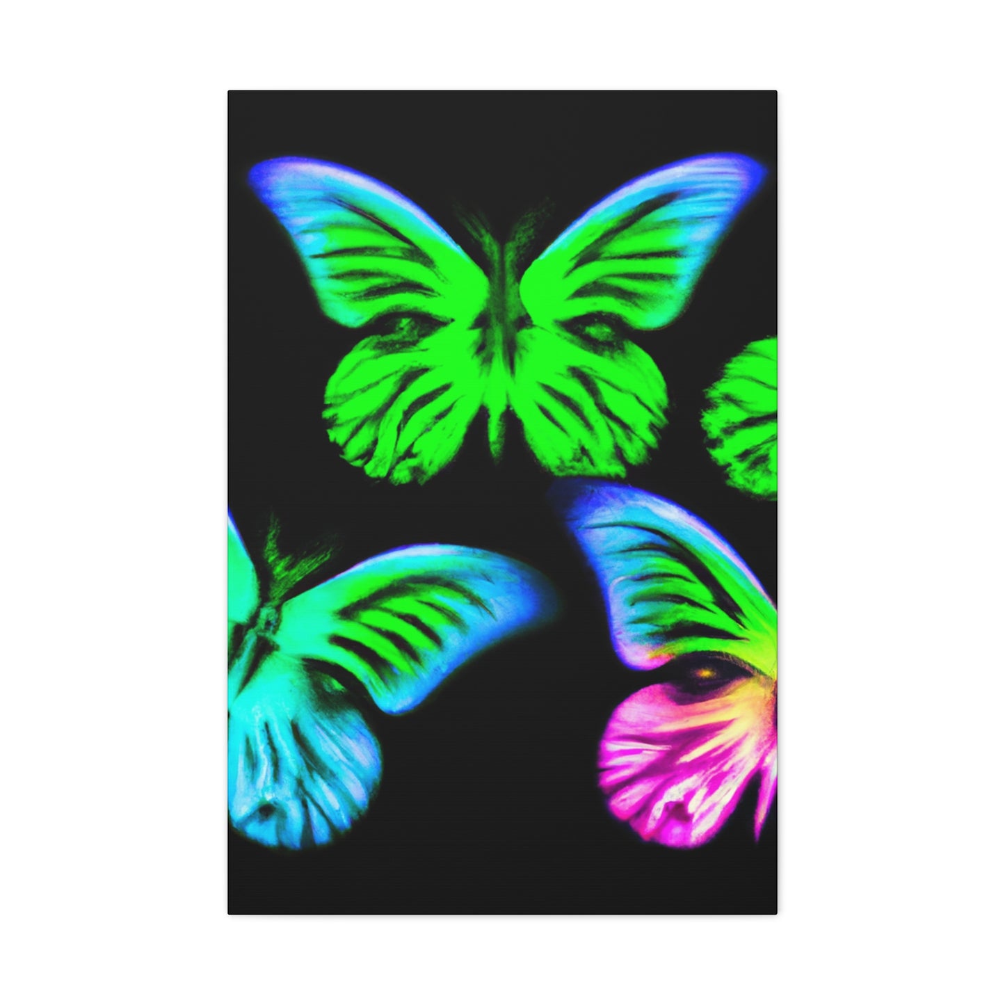 "Neon Dreamweavers". Neon Butterflies  Art Canvas