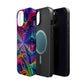 Cosmic Electric Rainbow Frenzy. Neon Trippy Infinity Patterns Premium Art Magsafe Magnet Tough IPhone 13 14 15 Pro Plus Max and Mini in Matte and Glossy Phone cases