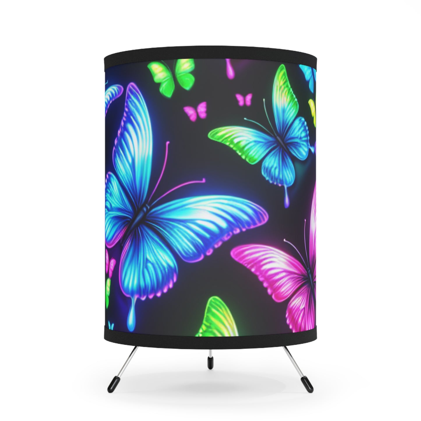 "Neon Swarm" - NEON Butterflies Art Tripod Lamp