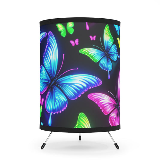 "Neon Swarm" - NEON Butterflies Art Tripod Lamp