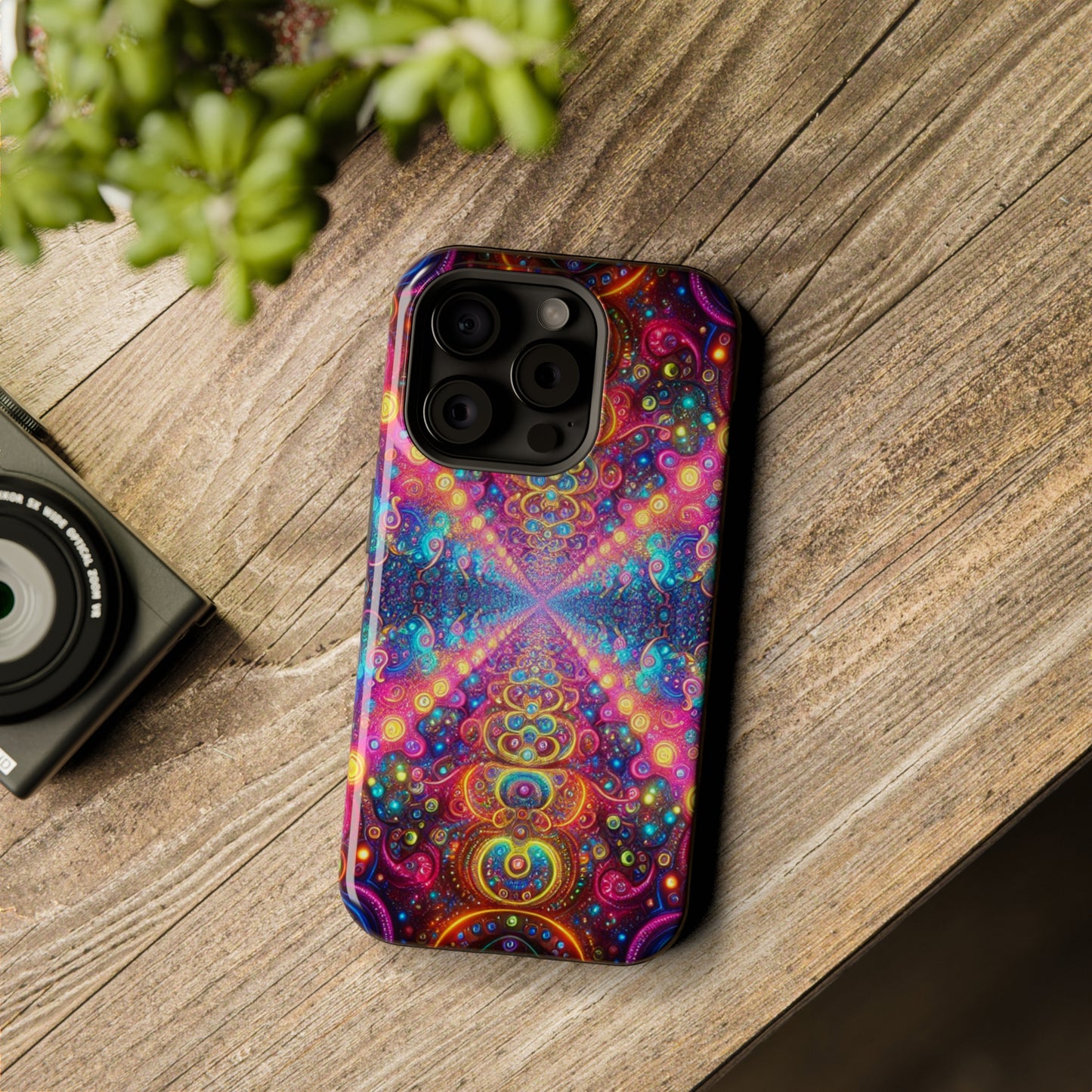 Neon Infinity Oasis Neon Trippy Infinity Patterns Premium Art Magsafe Magnet Tough IPhone 13 14 15 Pro Plus Max and Mini in Matte and Glossy Phone cases